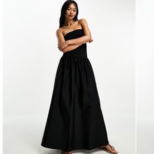 & Other Stories Strapless Drop waist Maxi Dress Black- S